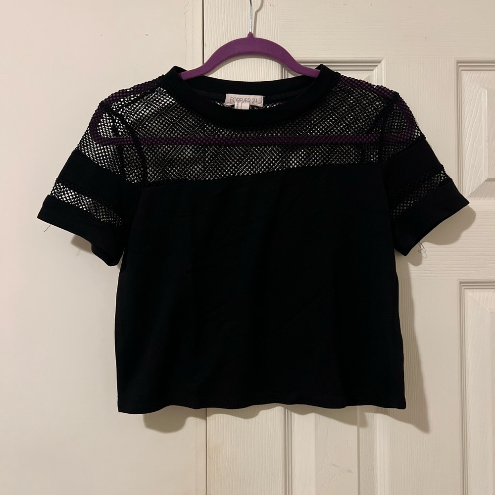 Forever 21 Black Mesh T-Shirt